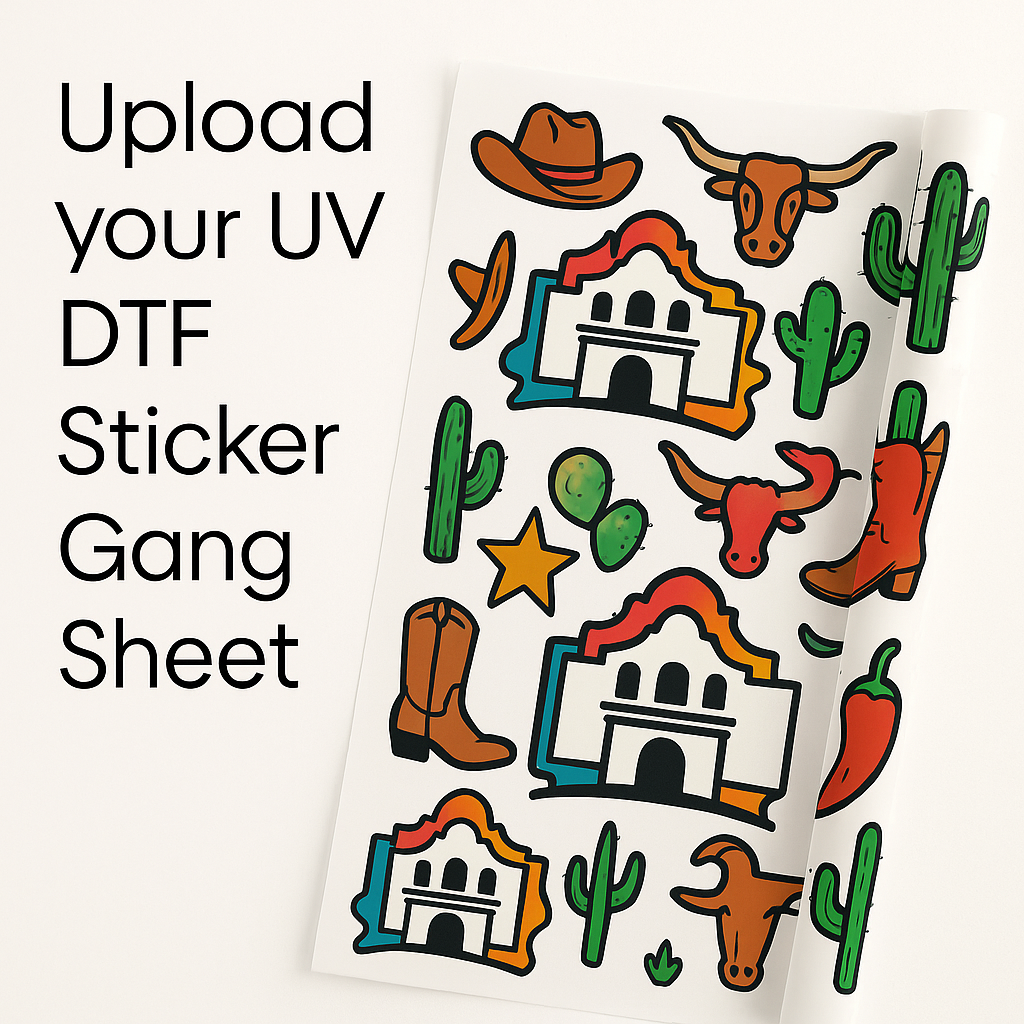 Upload UV DTF Sticker Gang Sheets